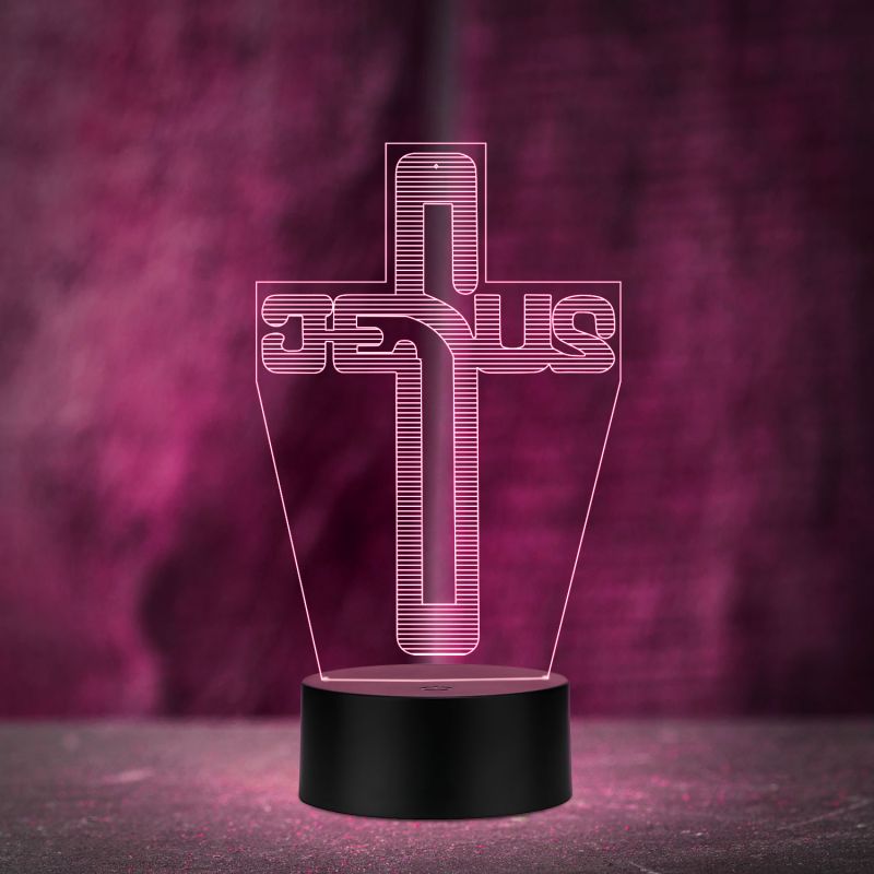 Jesus Cross Acrylic Night lamp Multicolored Light Gift for Birthday